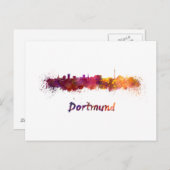 Dortmund skyline in watercolor briefkaart (Voorkant / Achterkant)