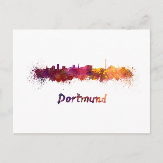 Dortmund skyline in watercolor briefkaart (Voorkant)