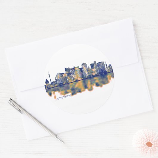 Dortmund Skyline Ronde Sticker (Envelop)