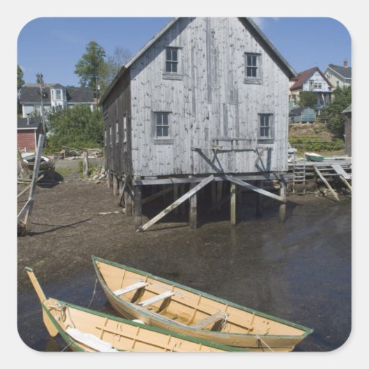Dory bouwer,Lunenburg, Nova Scotia, Canada Vierkante Sticker (Voorkant)