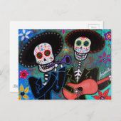 Dos Amigos Dia de los Muertos Briefkaart (Voorkant / Achterkant)