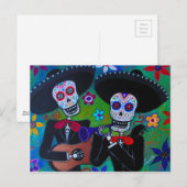 Dos Amigos Dia de los Muertos Mariachi Briefkaart (Voorkant / Achterkant)