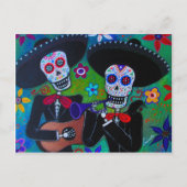 Dos Amigos Dia de los Muertos Mariachi Briefkaart (Voorkant)