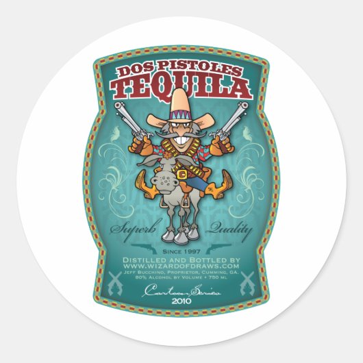 Dos Pistoles Tequila Ronde Sticker (Voorkant)