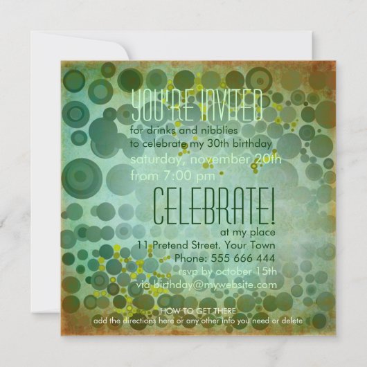 Dos Stippen GRN | Grunge Bubble House Party Birthd Kaart (Achterkant)