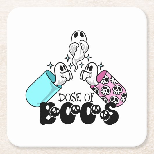Dosis Boos Ghost Capsule Halloween Kartonnen Onderzetters (Voorkant)