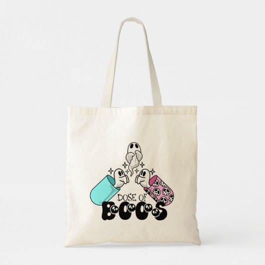 Dosis van Boos Spooky Medische Halloween Canvas ta Tote Bag (Achterkant)