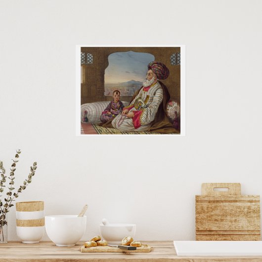 Dost Mahommed (1793-1863) Koning van Caubul en zij Poster (Keuken)