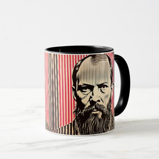 Dostojevski in BAUHAUS optische illusie stijl Mok (Voorkant rechts)