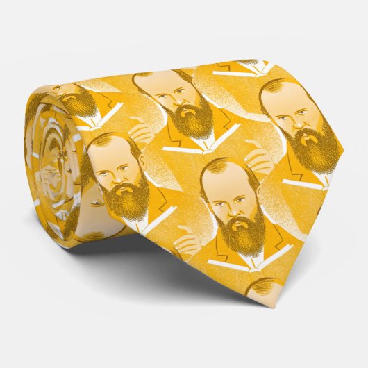 Dostojevski portret geel ontwerp stropdas (Opgerold)