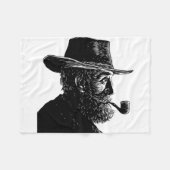 Dot and Line Portrait: Wijs Oud Man Roken een Pijp Fleece Deken (Voorkant (Horizontaal))