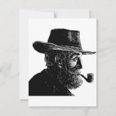 Dot and Line Portrait: Wijs Oud Man Roken een Pijp Kaart (Voorkant)