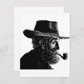 Dot and Line Portrait: Wijs Oud Man Roken een Pijp Kaart (Voorkant / Achterkant)