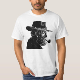 Dot and Line Portrait: Wijs Oud Man Roken een Pijp T-shirt