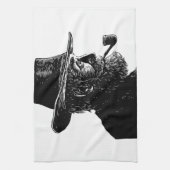 Dot and Line Portrait: Wijs Oud Man Roken een Pijp Theedoek (Verticaal)