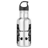 Dot and Line Portrait: Wijs Oud Man Roken een Pijp Waterfles (Voorkant)