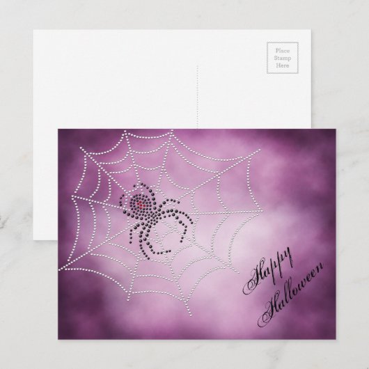 Dot Art Black Widow Spider in Web Briefkaart (Voorkant / Achterkant)