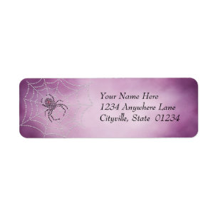 Dot Art Black Widow Spider in Web Etiket