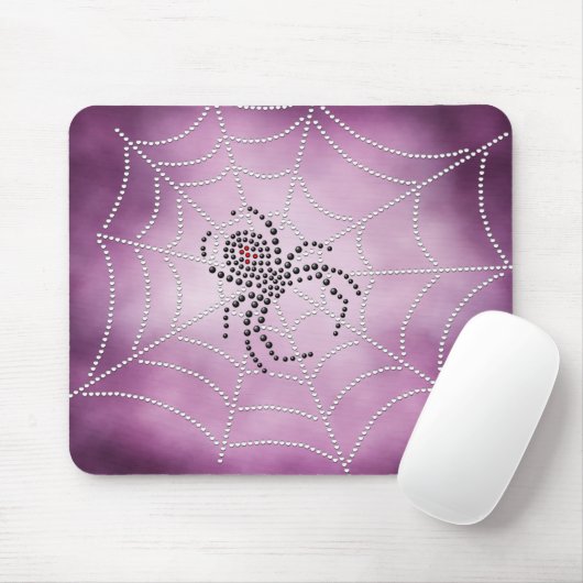 Dot Art Black Widow Spider in Web Muismat (Met muis)