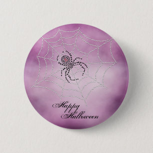 Dot Art Black Widow Spider in Web Ronde Button 5,7 Cm