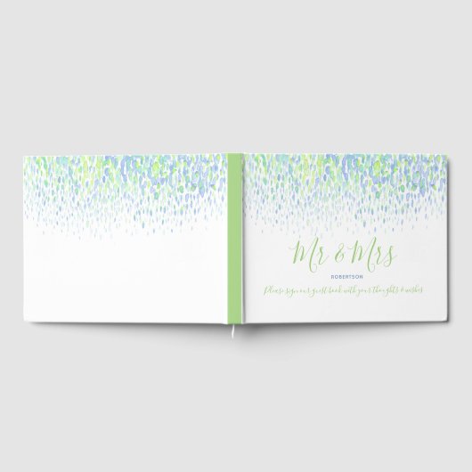 Dot art cascade aangepast groen huwelijk gastenboek (Volledig)