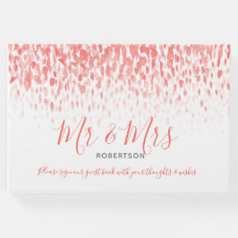 Dot art cascade aangepast koraal oranje huwelijk gastenboek