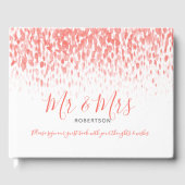 Dot art cascade aangepast koraal oranje huwelijk gastenboek (Voorkant)