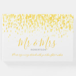 Dot art cascade aangepast warm geel huwelijk gastenboek