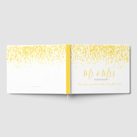 Dot art cascade aangepast warm geel huwelijk gastenboek (Volledig)