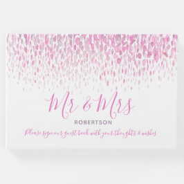 Dot art cascade custom roze paars grijs bruiloft gastenboek