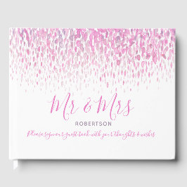Dot art cascade custom roze paars grijs bruiloft gastenboek
