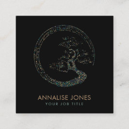 Dot Art Enso Circle Bonsai Tree Marmer en Gold Vierkante Visitekaartje