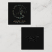 Dot Art Enso Circle Bonsai Tree Marmer en Gold Vierkante Visitekaartje (Voorkant / Achterkant)