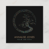 Dot Art Enso Circle Bonsai Tree Marmer en Gold Vierkante Visitekaartje (Voorkant)