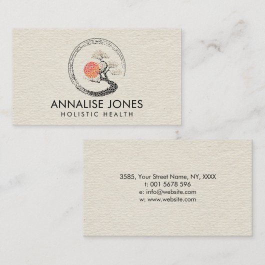 Dot Art Enso Circle en Bonsai Tree Visitekaartje (Voorkant / Achterkant)