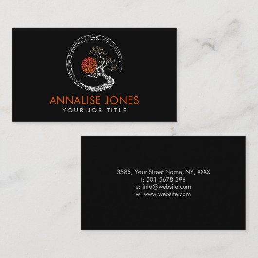 Dot Art Enso Circle en Bonsai Tree Visitekaartje (Voorkant / Achterkant)