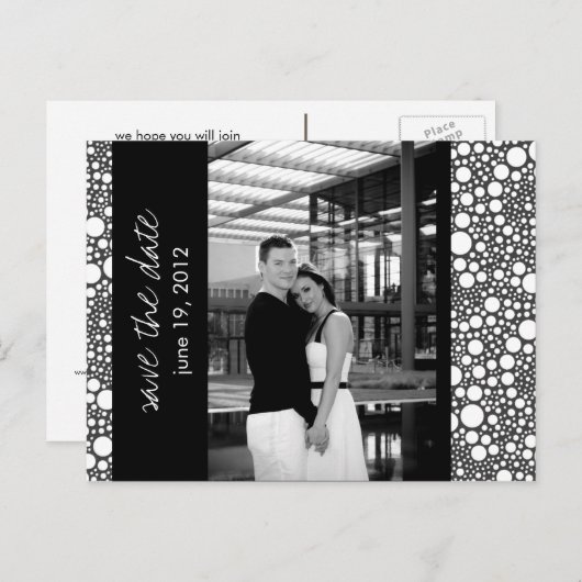 Dot & Block - Aangepaste Save the Date - Zwart & W Aankondigingskaart (Voorkant / Achterkant)