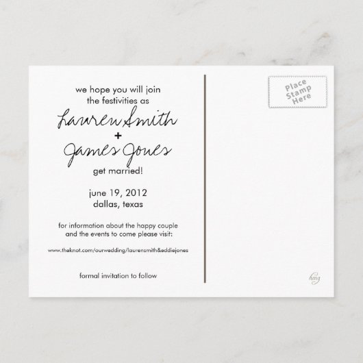 Dot & Block - Aangepaste Save the Date - Zwart & W Aankondigingskaart (Achterkant)