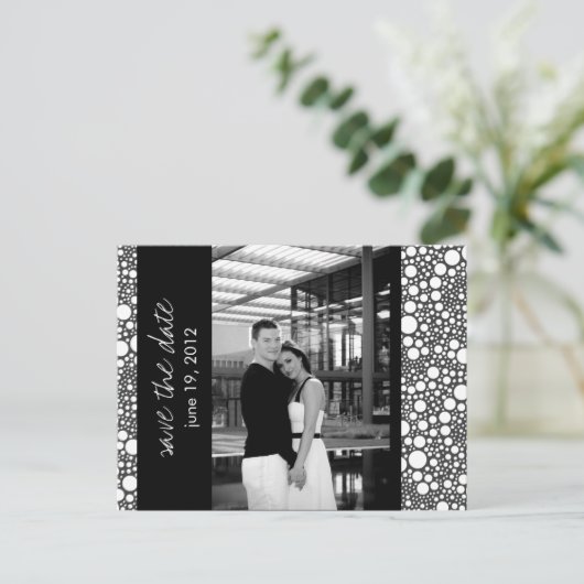 Dot & Block - Aangepaste Save the Date - Zwart & W Aankondigingskaart (Staand voorkant)