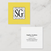 Dot Dash Box 02 - Initialen - Geel Vierkante Visitekaartje (Voorkant / Achterkant)