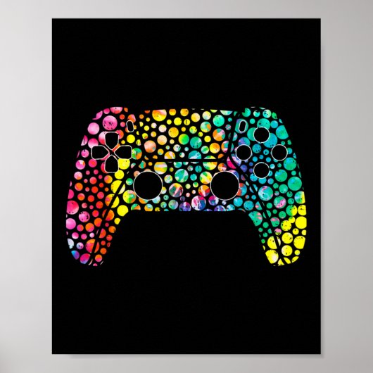 Dot Day Gamers Boy Game Controller Kleurrijke Polk Poster (Voorkant)