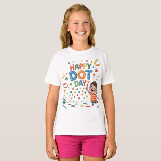Dot Day Kinder Kleurrijke Celebration OutfitT-Shir T-shirt (Voorkant volledig)