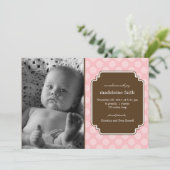 Dot Delight Baby Girl Birth kondiging Aankondiging (Staand voorkant)