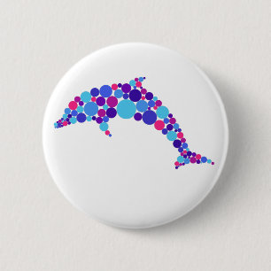Dot Dolphin Colorfull Abstract Zee Dier Ronde Button 5,7 Cm
