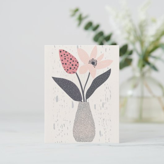 Dot dot bloem #003 briefkaart (Staand voorkant)