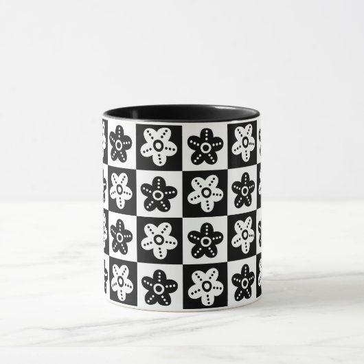 Dot Flower Black White Mok (Midden)