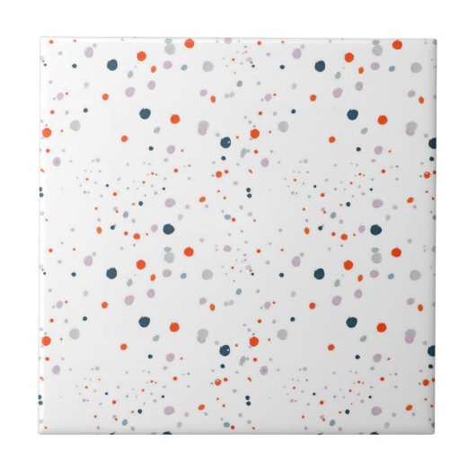 Dot Fusion" Kleine Grote Multicolor Polka Dot Wit Tegeltje (Voorkant)