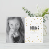 Dot Gold Festive Holiday Photo Card Feestdagenkaart (Staand voorkant)