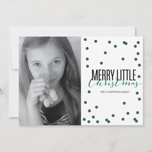 Dot Green Festive Holiday Photo Card Feestdagenkaart (Voorkant)
