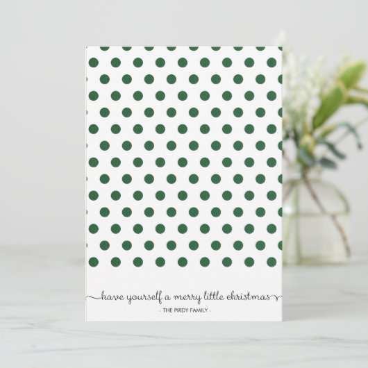 Dot Green Pattern Holiday Card Feestdagenkaart (Staand voorkant)